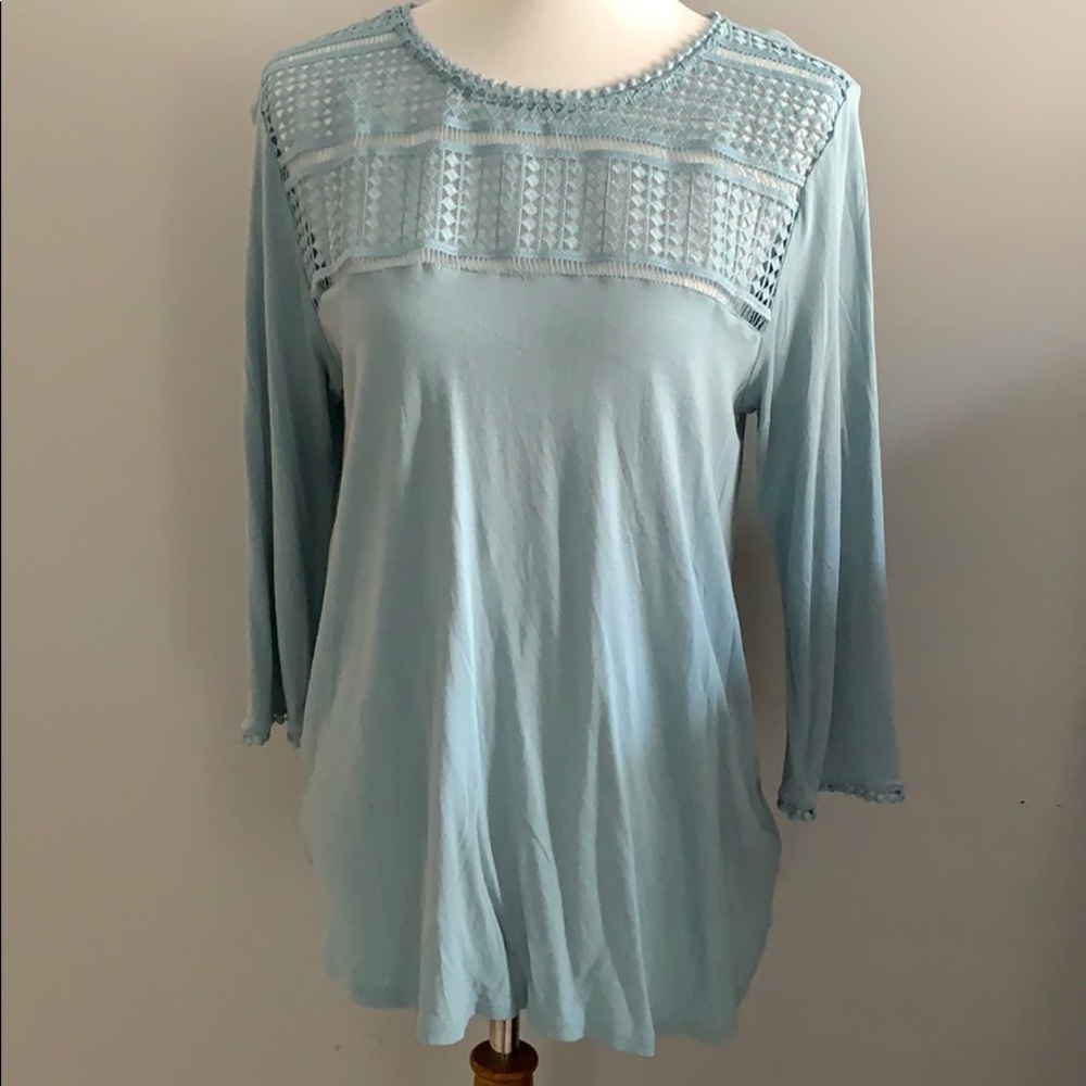 H&M pale blue top with lattice detail | Large